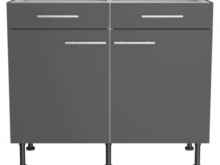 Optifit Küchen-Unterschrank Ingvar420 100 cm x 87 cm x 58,4 cm Anthrazit Matt