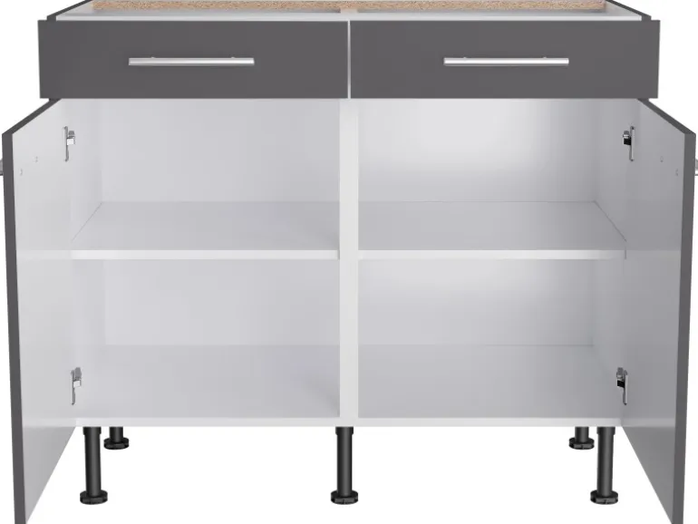 Optifit Küchen-Unterschrank Ingvar420 100 cm x 87 cm x 58,4 cm Anthrazit Matt