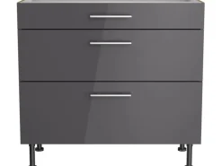Optifit Küchen-Unterschrank mit 3 Auszügen Jonte984 90 cm Anthrazit-Wildeiche
