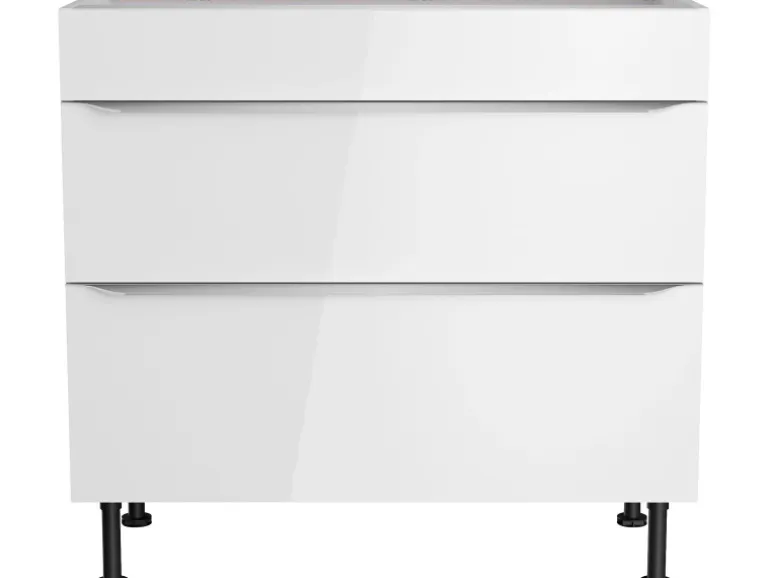 Optifit Küchen-Unterschrank mit 2 Auszügen Arvid986 90 cm x 87 cm x 58,4 cm Weiß