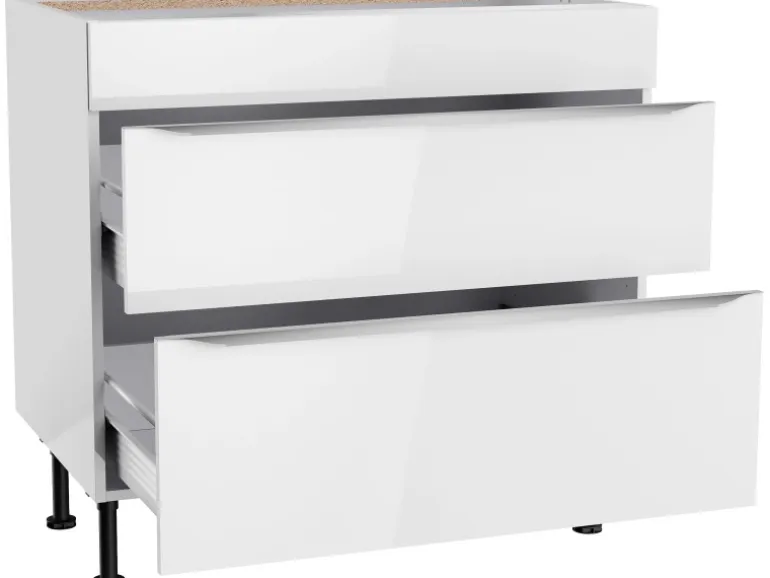 Optifit Küchen-Unterschrank mit 2 Auszügen Arvid986 90 cm x 87 cm x 58,4 cm Weiß