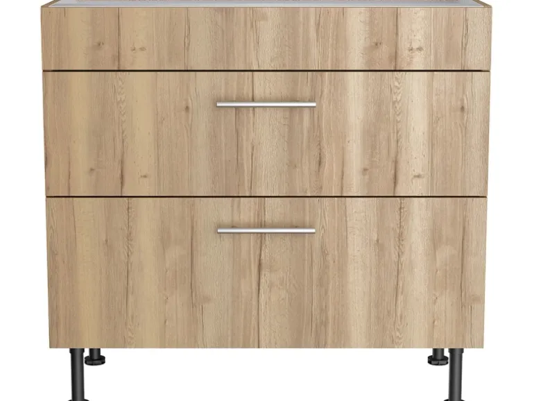 Optifit Küchen-Unterschrank mit 2 Auszügen Erik290 90x87x58,4cm WildEiche