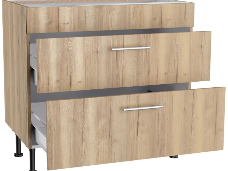Optifit Küchen-Unterschrank mit 2 Auszügen Erik290 90x87x58,4cm WildEiche