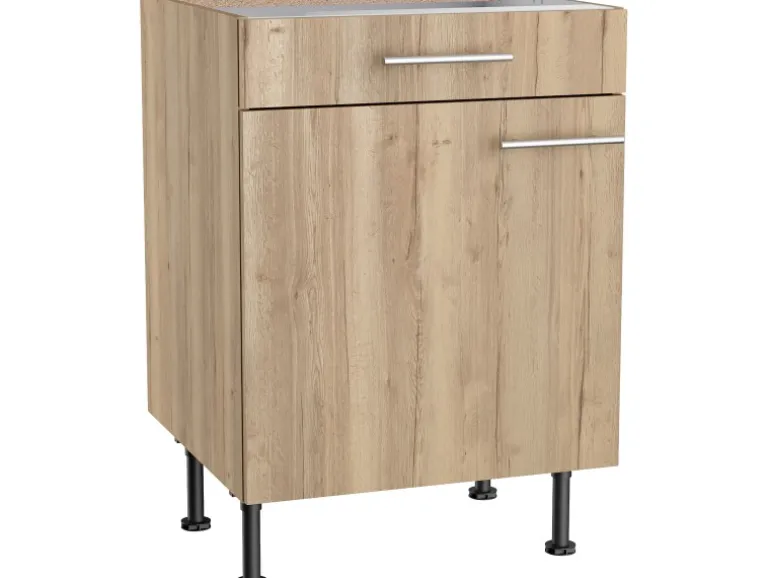 Optifit Küchen-Unterschrank Erik290 60 cm x 87 cm x 58,4 cm Wildeiche