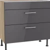 Optifit Küchen-Unterschrank mit 2 Auszügen Jonte984 60 cm Anthrazit-Wildeiche