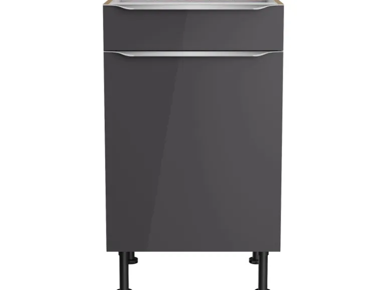 Optifit Küchen-Unterschrank Linus984 50 cm x 87 cm x 58,4 cm Anthrazit-Wildeiche