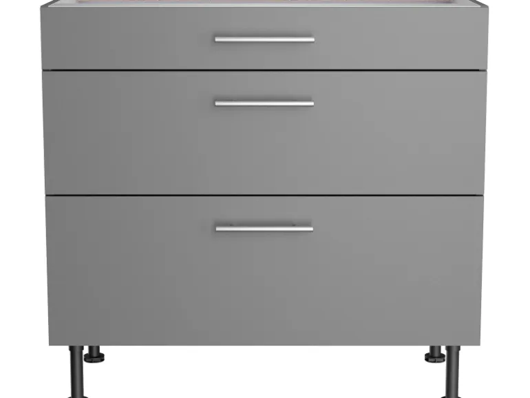 Optifit Küchen-Unterschrank mit 3 Auszügen Mats825 90cmx87cmx58,4cm Basaltgrau