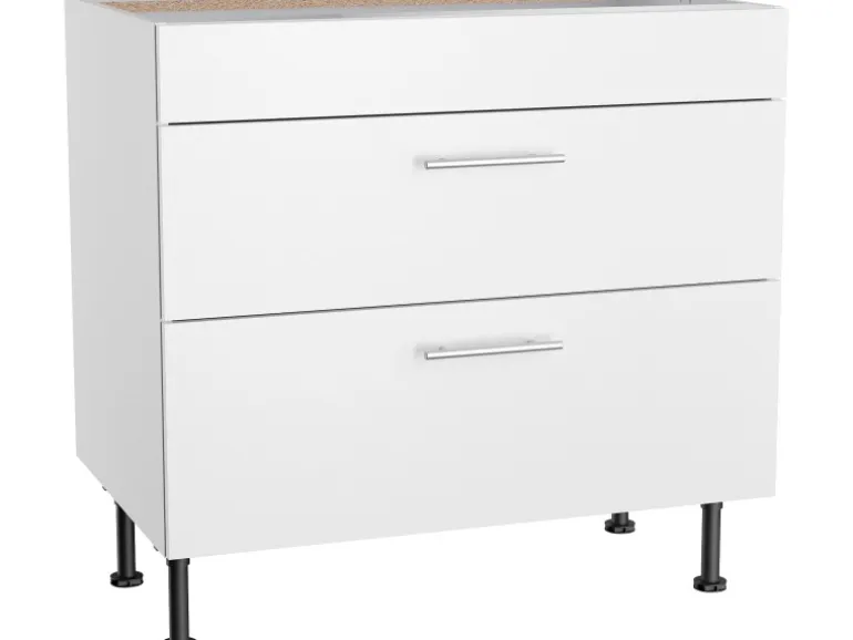 Optifit Küchen-Unterschrank mit 2 Auszügen Bengt932 90 cm x 87 cm x 58,4 cm Weiß