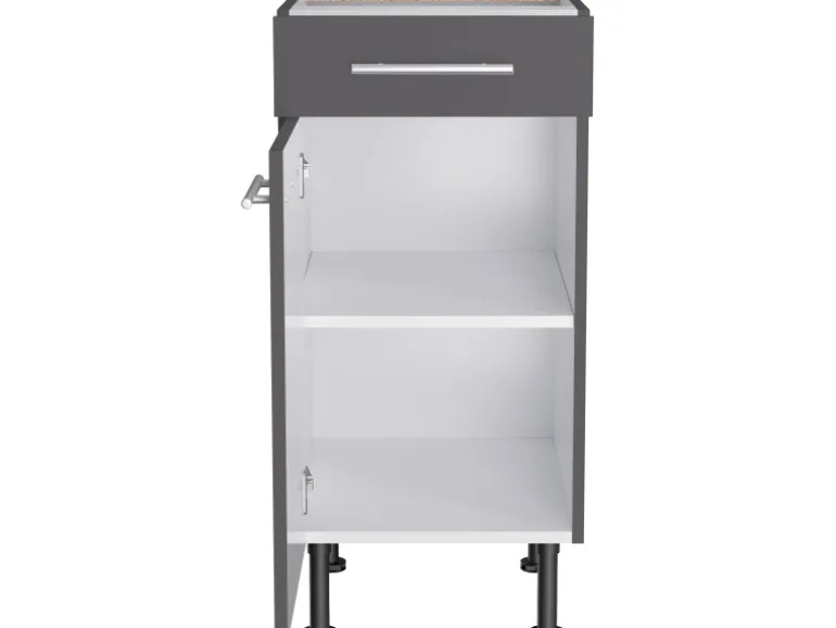 Optifit Küchen-Unterschrank Ingvar420 40 cm x 87 cm x 58,4 cm Anthrazit Matt