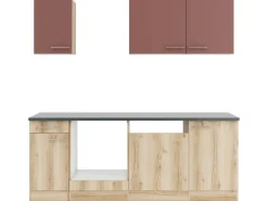 Optifit Küchenzeile KPBL 2179OE-9+ o. E-Geräte Rostrot/Wildeiche Nachb. 210cm