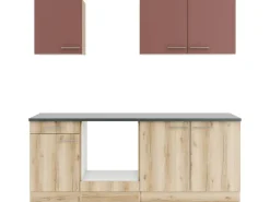 Optifit Küchenzeile KPBL 2136OE-9+ o. E-Geräte Rostrot/Wildeiche Nb. 210cm