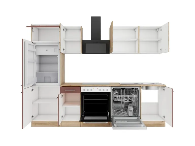 Optifit Küchenzeile KPLB 2702OE-9+ o. E-Geräte Wildeiche Nachb./Rostrot 270 cm