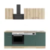 Optifit Küchenzeile KPLS 2179-9+ Liv.290/Sav.405 Wildeiche Nb./Steingrün 210cm
