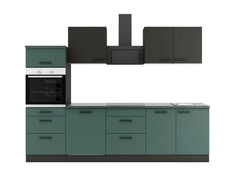 Optifit Küchenzeile KPMV 2789-9+ Madrid420/Verona405 Anthrazit/ Steingrün 270 cm