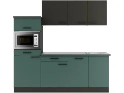 Optifit Küchenzeile KPMV 2181OE-9+ o. E-Geräte Anthrazit/Steingrün 210cm