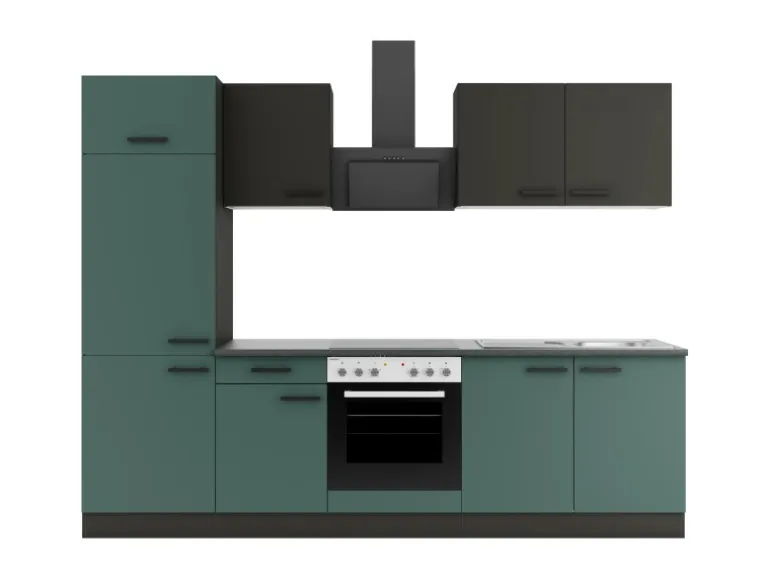 Optifit Küchenzeile KPMV 2711OE-9+ o. E-Geräte Anthrazit/Steingrün 270 cm