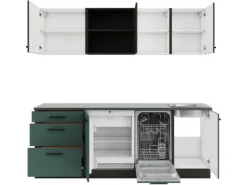 Optifit Küchenzeile KPMV 2199R-9+ Madrid420/Verona405 Anthrazit/Steingrün 210 cm