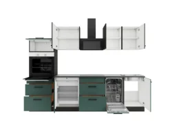 Optifit Küchenzeile KPMV2789OE-9+ o. E-Geräte Anthrazit/Steingrün 270 cm