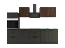 Optifit Küchenzeile KPRM 2789OE-9+ Rim/Madr o. E-Ger. Rillen Nussb./Anthr. 270cm
