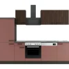 Optifit Küchenzeile KPRN2742OE-9+ Rim/Nizz o. E-Ger. Rillen Nussb./Rostrot 270cm