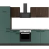 Optifit Küchenzeile KPRV2711OE-9+ Rim/Ver o. E-Ger. Rillen Nussb./Steingr. 270cm