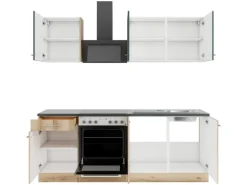 Optifit Küchenzeile KPSL 2136OE-9+ Sav/Li o. E-Ger. Steingr./Wildeiche Nb. 210cm
