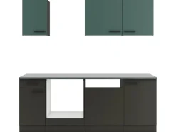 Optifit Küchenzeile KPVM 2179OE-9+ o. E-Geräte Steingrün/Anthrazit 210cm