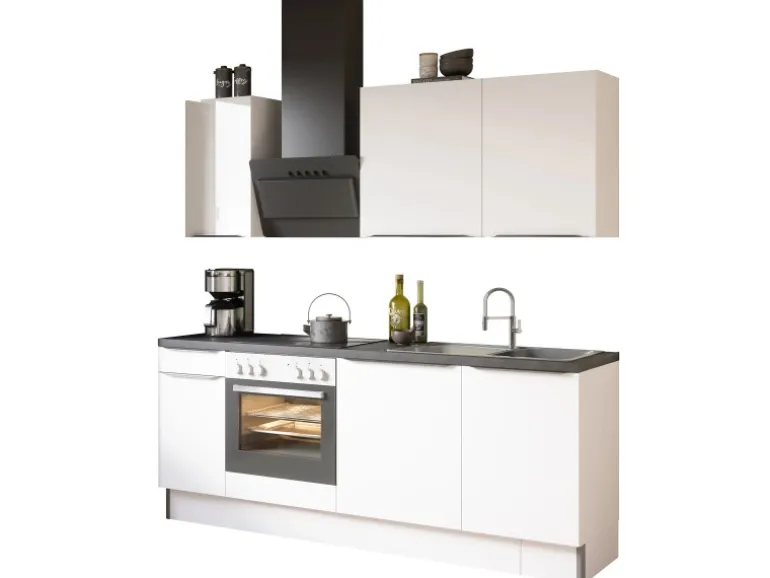 Optifit Küchenzeile Optikoncept Arvid 210 cm Weiß