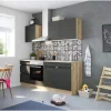 Optifit Küchenzeile OPTIkombi Noah420 mit E-Geräten 210 cm Anthrazit/Wildeiche