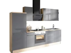 Optifit Küchenzeile Optikoncept Linus ohne E-Geräte 270 cm Anthrazit-Wildeiche
