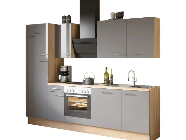 Optifit Küchenzeile Optikoncept Jonte 270 cm Anthrazit-Wildeiche Nachb.