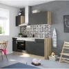 Optifit Küchenzeile OPTIkombi Noah420 mit E-Geräten 210 cm Anthrazit/Wildeiche