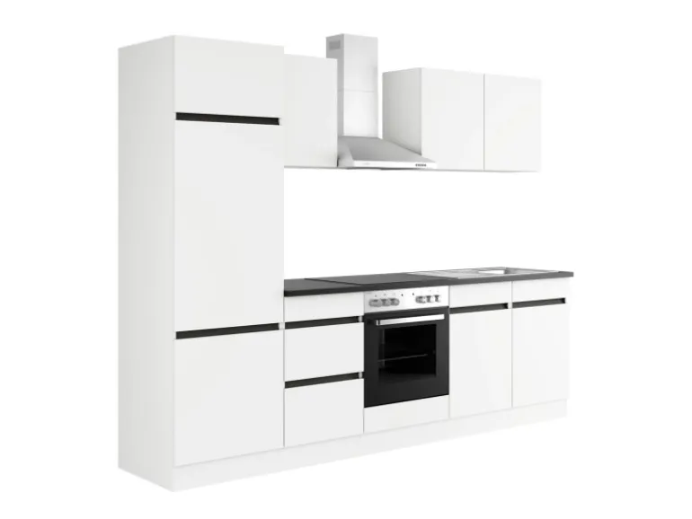 Optifit Küchenzeile OPTIkombi Luca932 mit E-Geräten 270 cm Breite Weiß