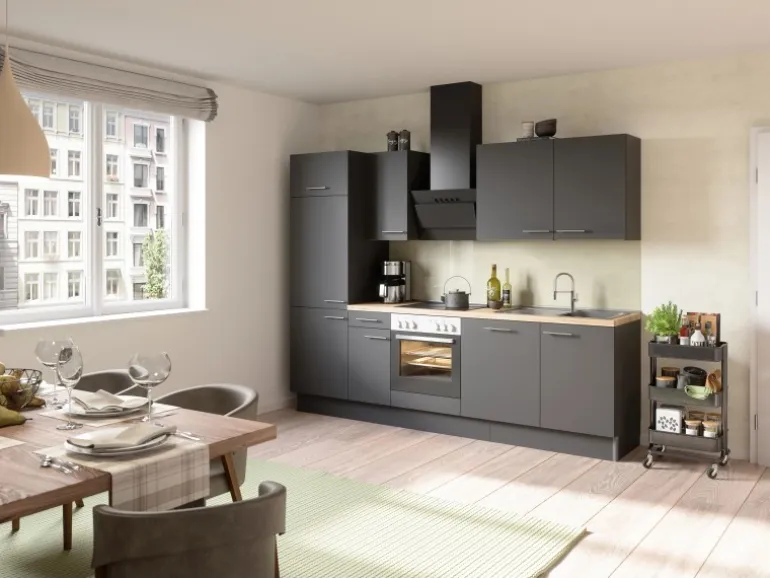 Optifit Küchenzeile Optikoncept Ingvar 270 cm Anthrazit