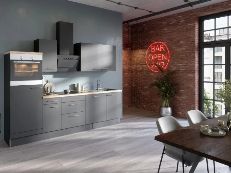 Optifit Küchenzeile Optikoncept Ingvar 270 cm Anthrazit