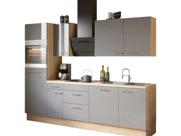 Optifit Küchenzeile Optikoncept Jonte 270 cm Anthrazit-Wildeiche Nachb.