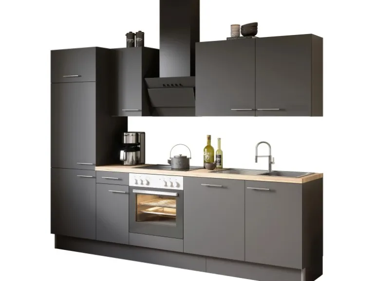 Optifit Küchenzeile Optikoncept Ingvar ohne E-Geräte 270 cm Anthrazit