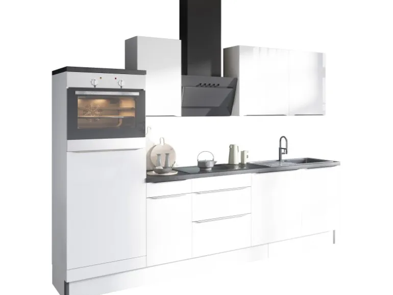 Optifit Küchenzeile Optikoncept Arvid ohne E-Geräte 270 cm Weiß