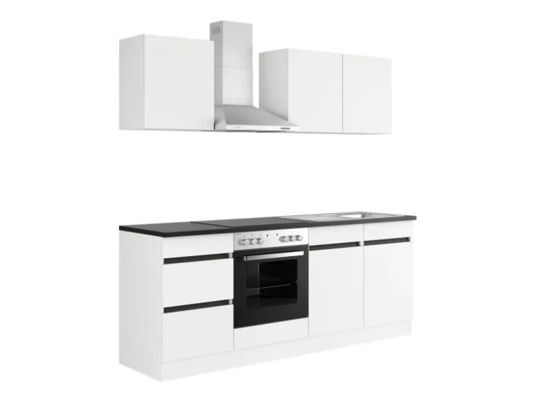 Optifit Küchenzeile OPTIkombi Luca932 mit E-Geräten 210 cm Breite Weiß