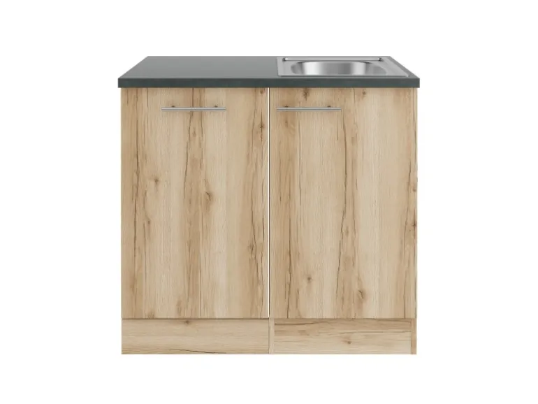 OPTIFIT Livorno290 Küchen-Spülenschrank-Set Wildeiche Nachbildung