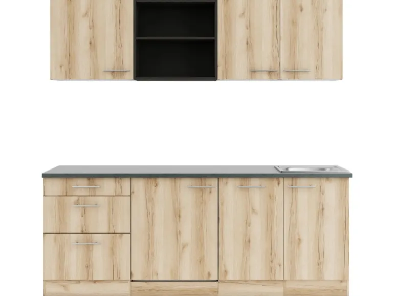 OPTIFIT Livorno290 Küchenzeile 210 cm Wildeiche Nachbildung