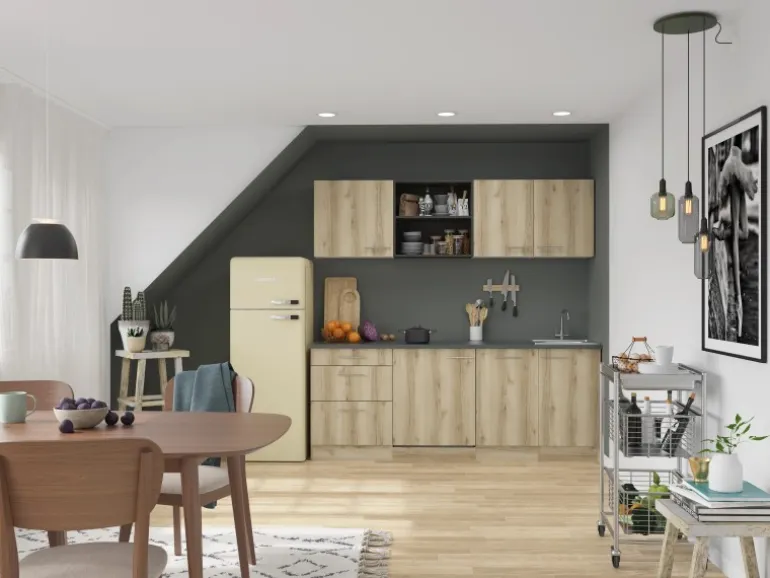 OPTIFIT Livorno290 Küchenzeile 210 cm ohne E-Geräte Wildeiche Nachbildung