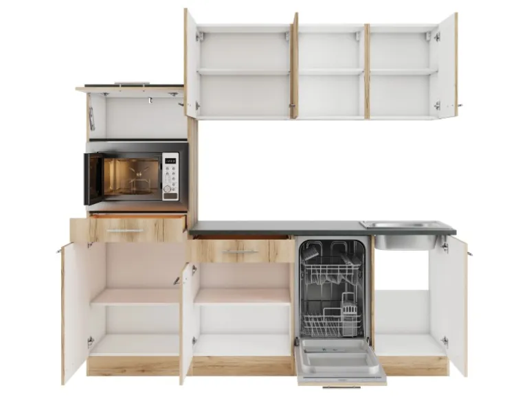 OPTIFIT Livorno290 Küchenzeile 210 cm Wildeiche Nachbildung