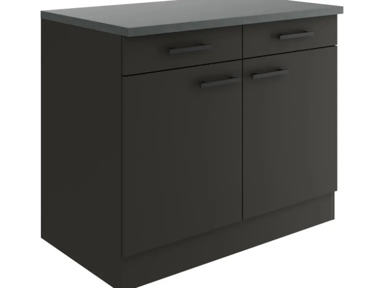 OPTIFIT Madrid420 Küchen-Unterschrank 100 cm Anthrazit Matt