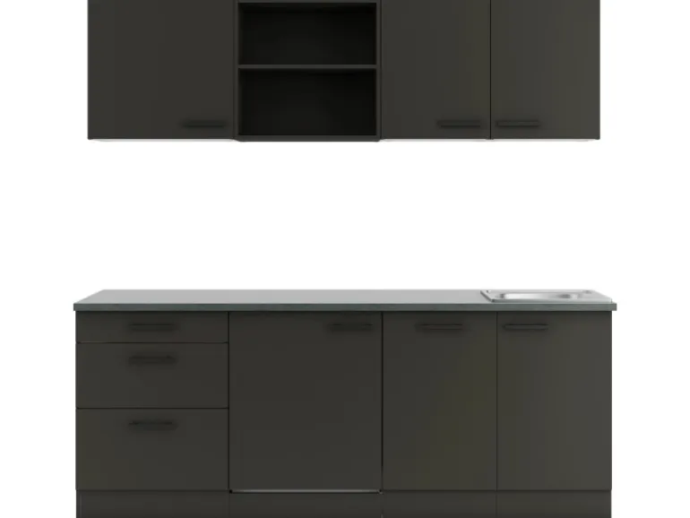 OPTIFIT Madrid420 Küchenzeile 210 cm Anthrazit