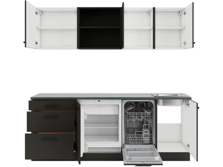 OPTIFIT Madrid420 Küchenzeile 210 cm Anthrazit