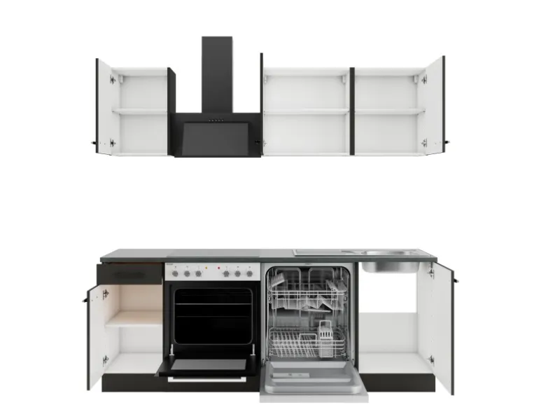 OPTIFIT Madrid420 Küchenzeile 210 cm Anthrazit