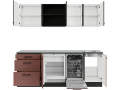 OPTIFIT Madrid420/Nizza407 Küchenzeile 210 cm Anthrazit / Rostrot