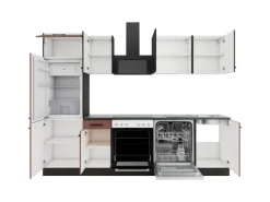 OPTIFIT Madrid420/Nizza407 Küchenzeile 270 cm Anthrazit / Rostrot