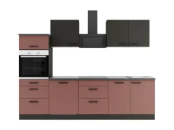 OPTIFIT Madrid420/Nizza407 Küchenzeile 270 cm Anthrazit / Rostrot